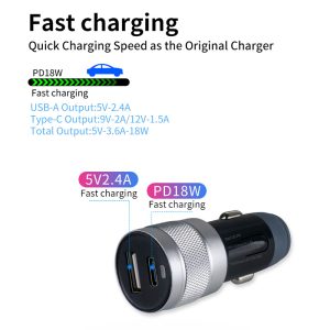 Dual PD18W USB C Car Charger