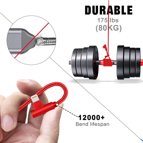 APPHONE Dual elbow 90 Degree Braided Lightning Cable - Image 2