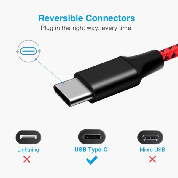 3-3ft 6ft 10ft Nylon Braided USB Type-C Cable