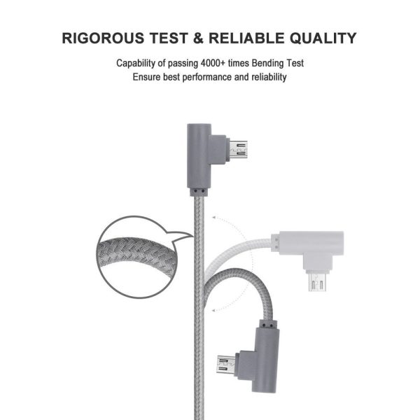 3-High Quantity 90 Degree Gray Micro USB Cable