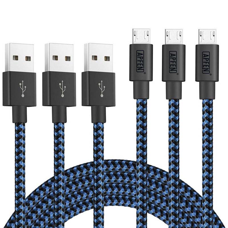 thumbnail image 2 of Eagle River Electronics Braided Nylon Micro USB Cable – 3/6/10 Ft, Assorted Colors, Universal 2 of 2