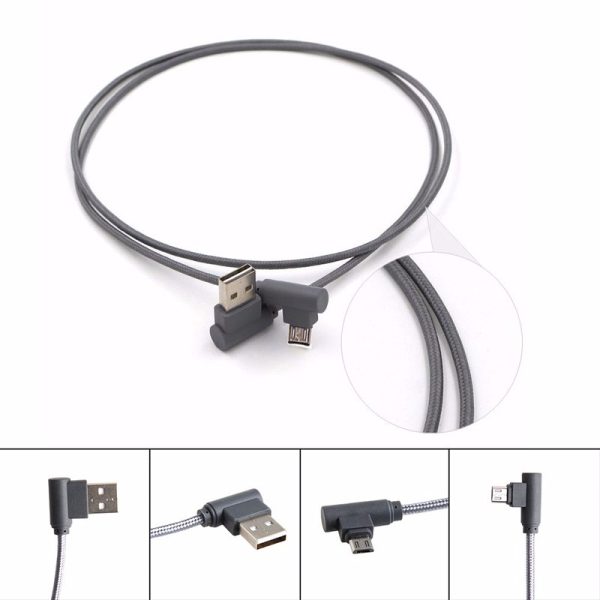 4-90 Degree Gray Micro USB Cable Fast Charging+Data Transfer