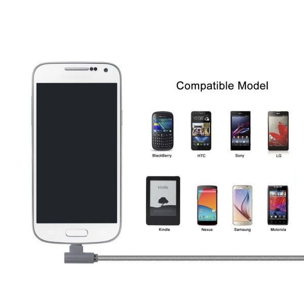 5-90 Degree Gray Micro USB Cable 1M 2M 3M customized