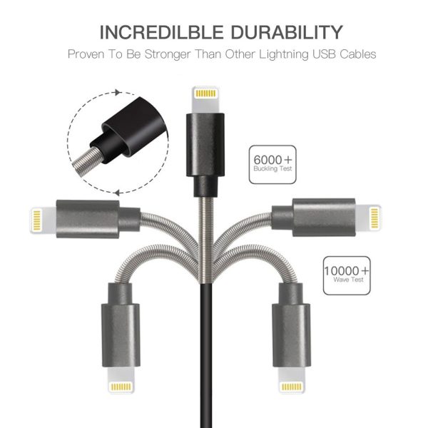 APPHONE Aluminum Alloy Spring TPE USB A to Lightning Cable - Image 2