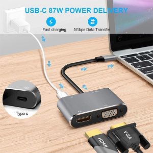 USB C to VGA HDMI Adapter