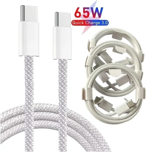 iphone 15 MAC Braided 60W 3A Dual USB C Quik Charge Cable Main image