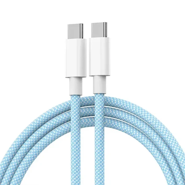 iphone 15 MAC Braided 60W 3A Dual USB C Quik Charge Cable blue