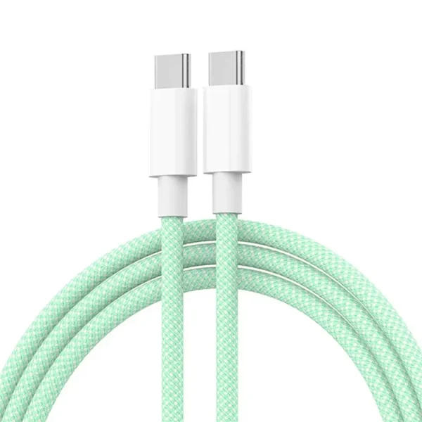 iphone 15 MAC Braided 60W 3A Dual USB C Quik Charge Cable green
