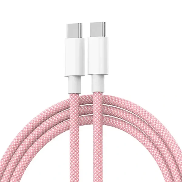 iphone 15 MAC Braided 60W 3A Dual USB C Quik Charge Cable red