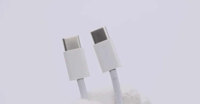 white plastic case iPhone 15 cable