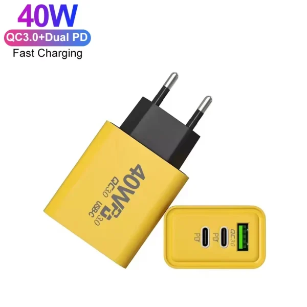 3 Ports 40W USB Fast Charging 4