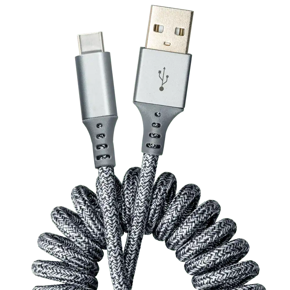 Coiled Design Braided Travel Cable