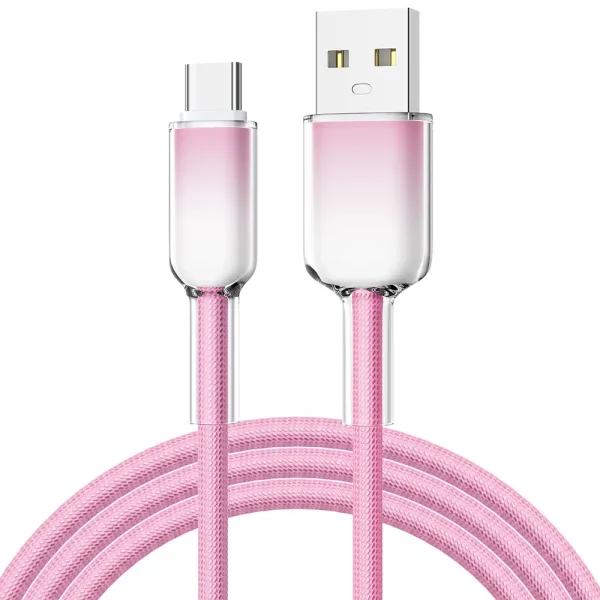 Anti-breakage gradient nylon braided USB A to C data cable (1)