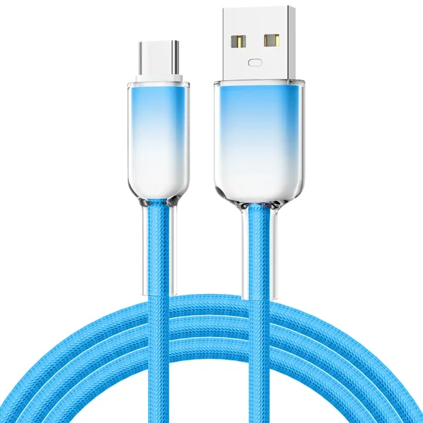 Anti-breakage gradient nylon braided USB A to C data cable - Image 3