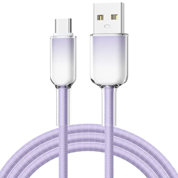 Anti-breakage gradient nylon braided USB A to C data cable - Image 4