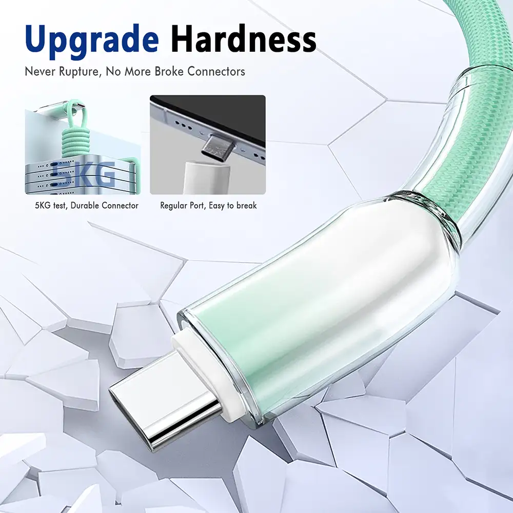 Anti breakage gradient nylon braided USB A to C data cable Details 5