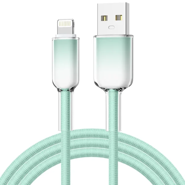 Anti-breakage gradient nylon braided USB A to Lightning cable. (2)