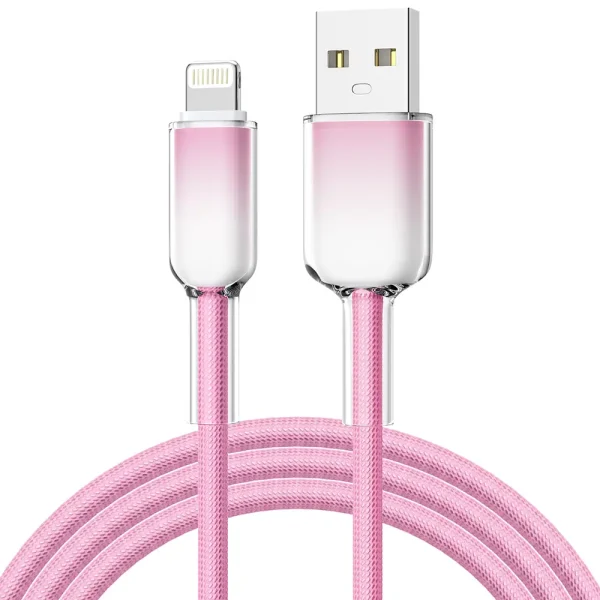 Anti-breakage gradient nylon braided USB A to Lightning cable - Image 3