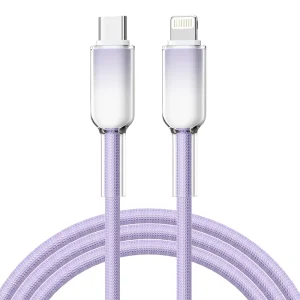 Anti-breakage gradient nylon braided USB C to Lightning data cable (4)