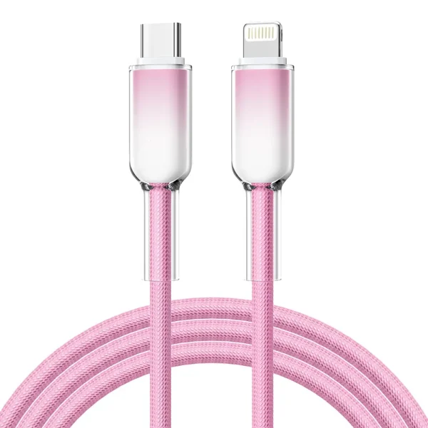 Anti-breakage gradient nylon braided USB C to Lightning data cable - Image 2