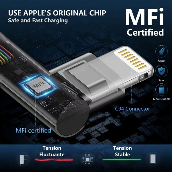 L Shape USB C To Lightning Cable - Image 3