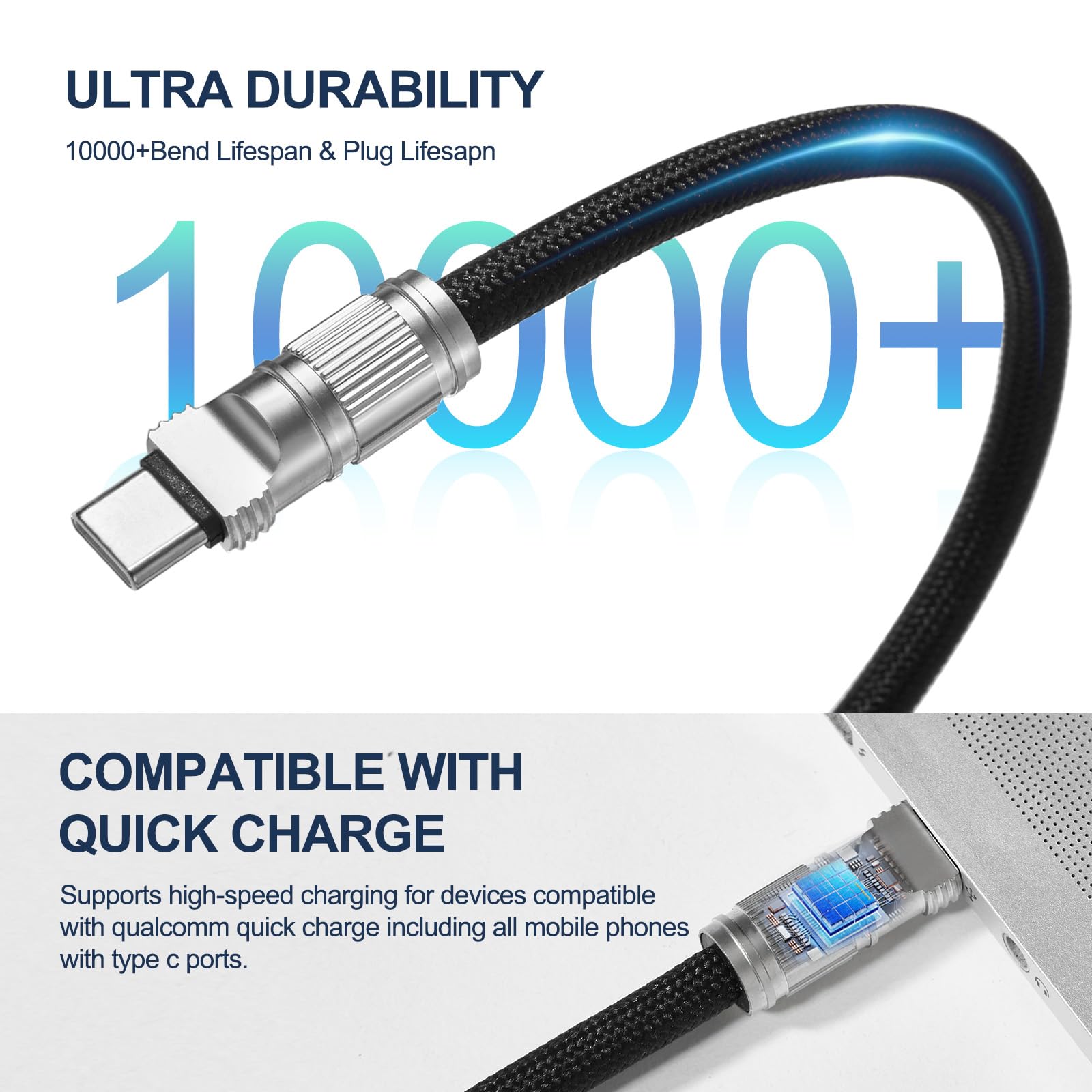 60W Usb c to usb c Zinc Alloy Lanyard USB Cable 5A/3A Fast Charging Pure Copper Conductor Braided Shielding for Barcode Scanner 5 60W Usb c to usb c Zinc Alloy Lanyard USB Cable 5A/3A Fast Charging Pure Copper Conductor Braided Shielding for Barcode Scanner - Image 5