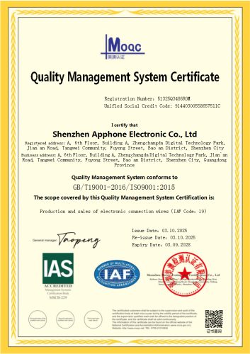 About Us 15 Shenzhen Apphone Electronics Co., Ltd. Quality System Certificate English